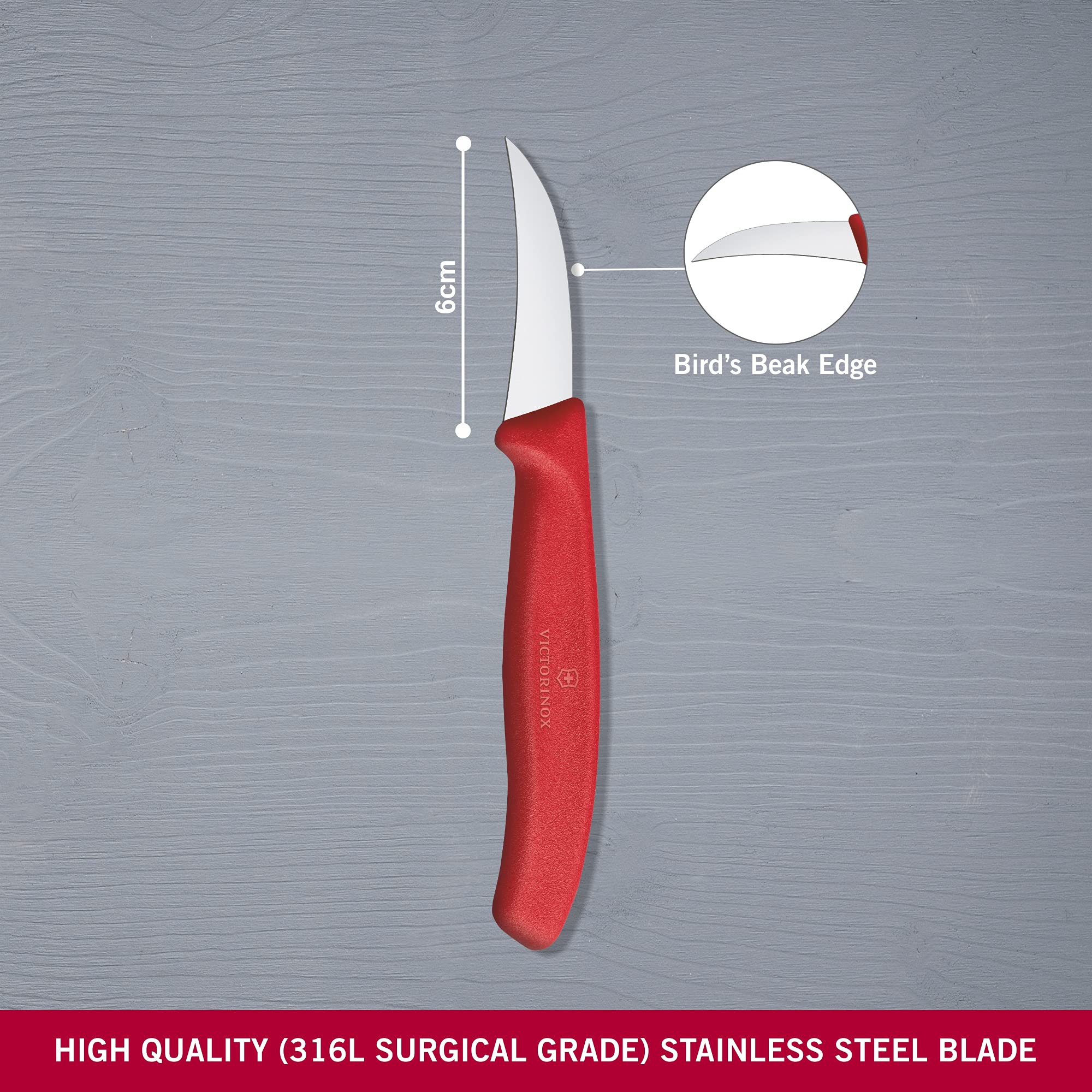 Victorinox compact kitchen paring knife enables delicate cuts and garnish work with control.