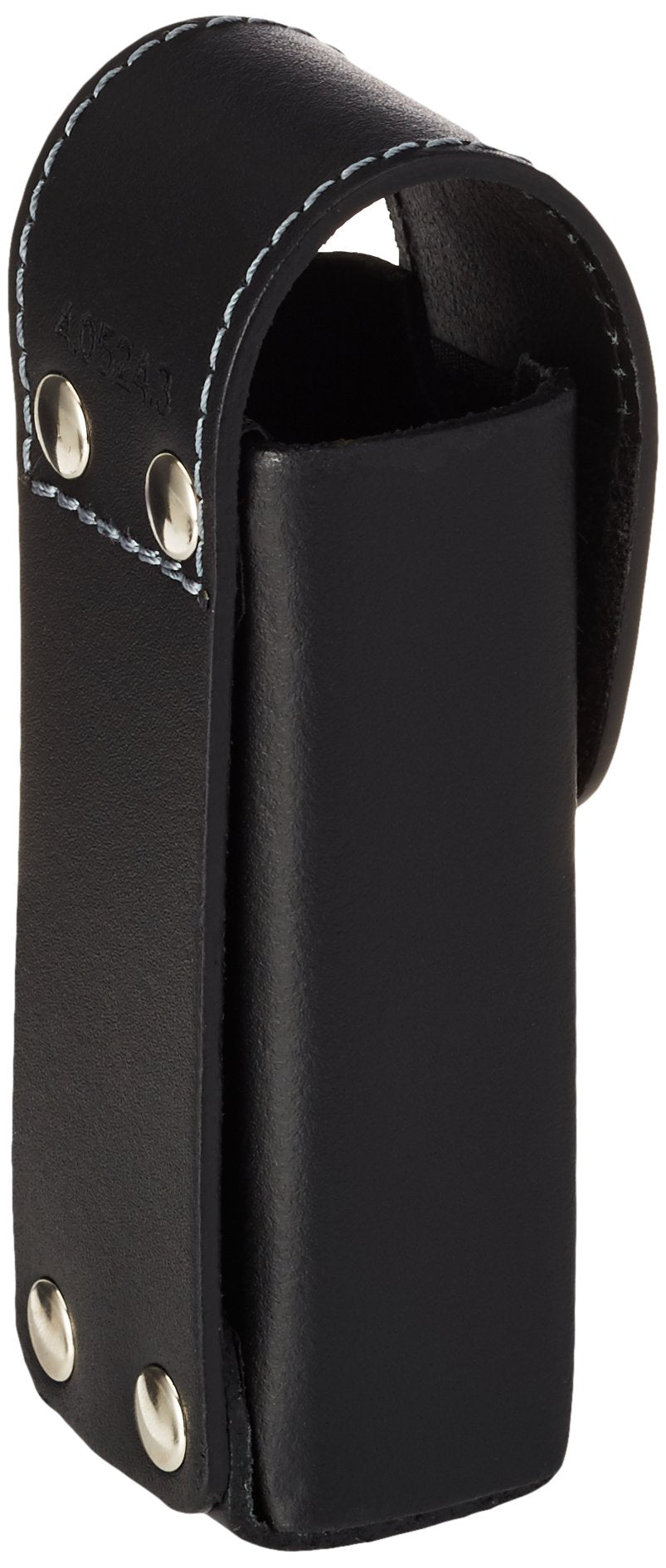 Close-up of compact Victorinox belt case highlighting durable leather for daily use.