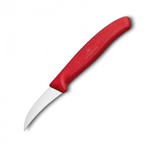 Victorinox paring knife with 2.5-inch spear-point blade in red, ideal for precise peeling and trimming.