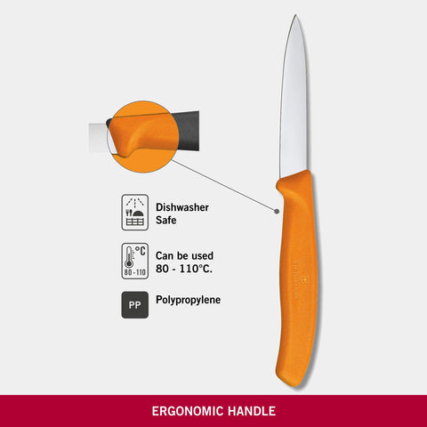 Ergonomic grip on Victorinox paring knife for comfortable control