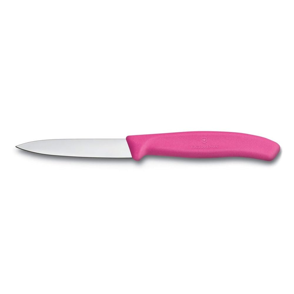 Victorinox pink Swiss Classic paring knife with straight edge for precise peeling and trimming