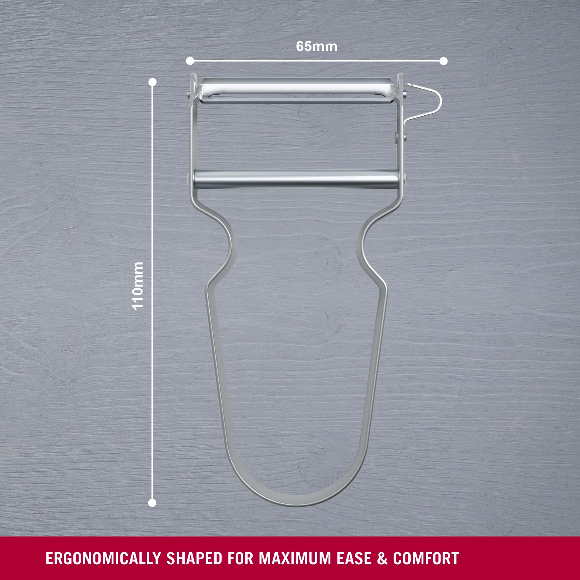 Victorinox REX peeler ergonomic handle texture supports a secure, comfortable grip