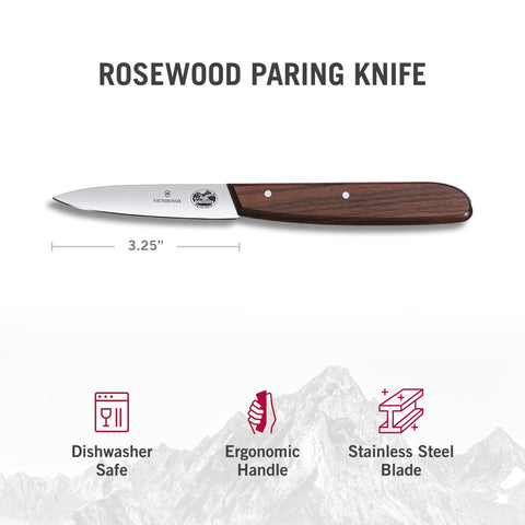 Victorinox Rosewood paring knife in use for vegetable prep