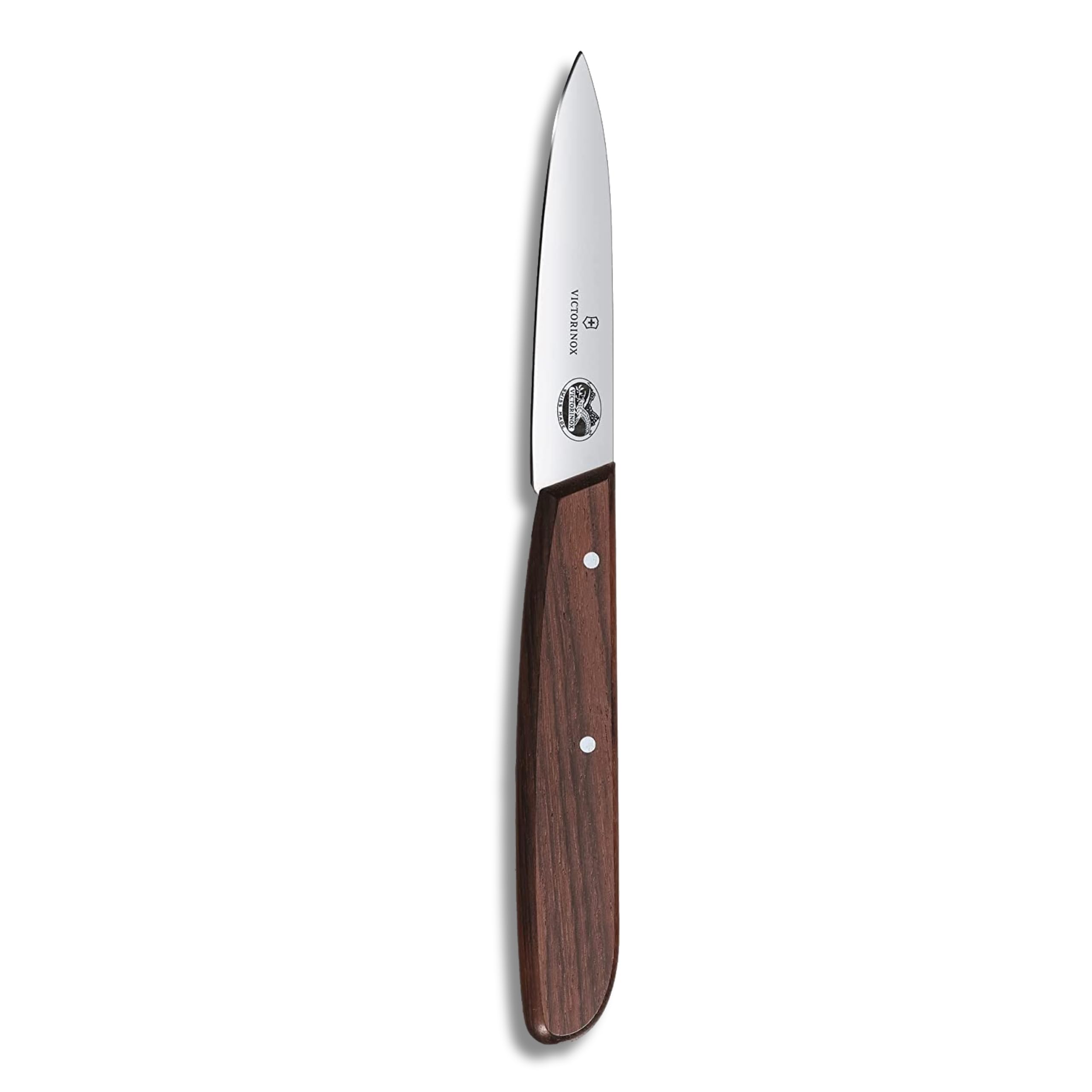 Victorinox Rosewood paring knife with wood handle close-up showing ergonomic grip