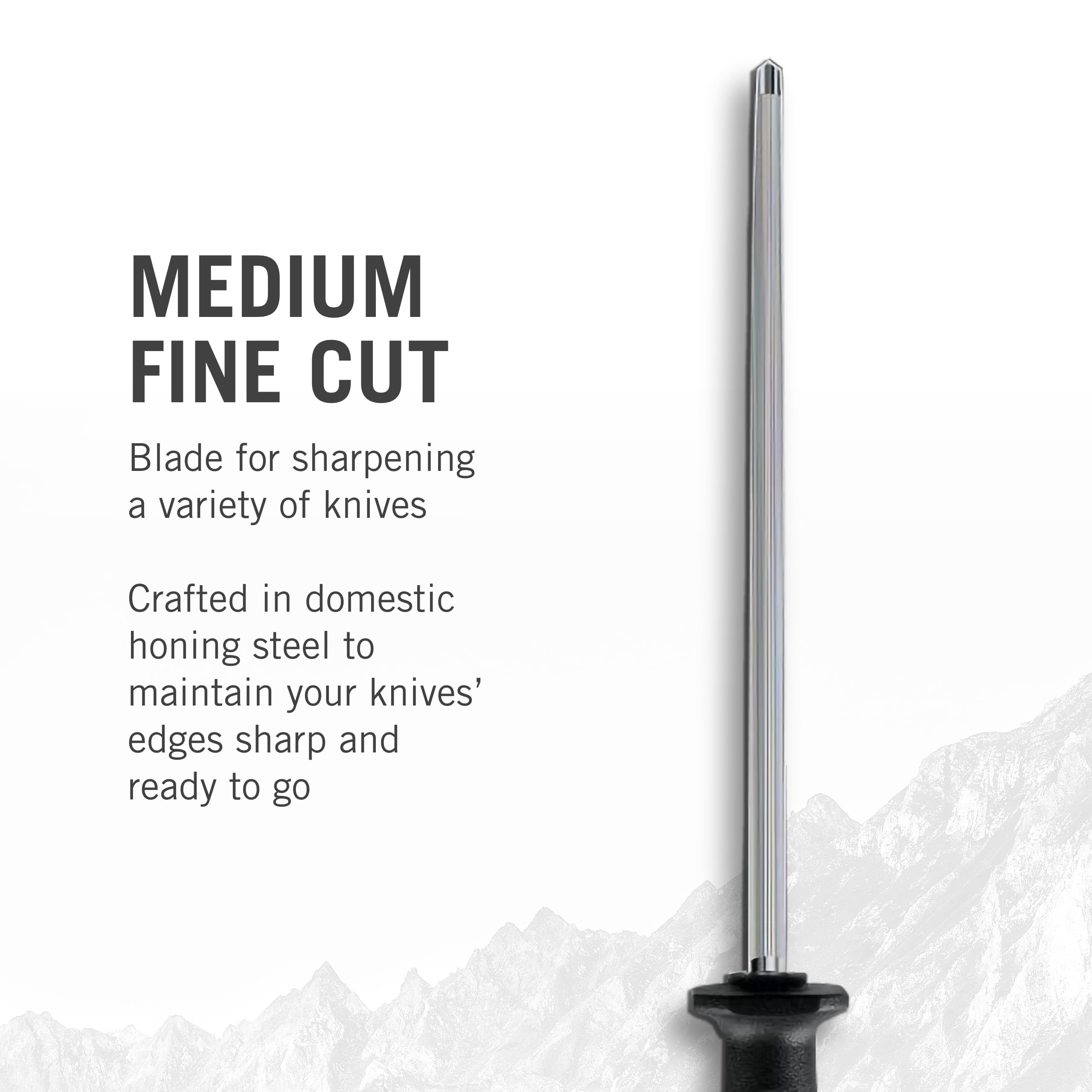 Victorinox honing steel with textured Fibrox handle for comfortable, balanced sharpening.