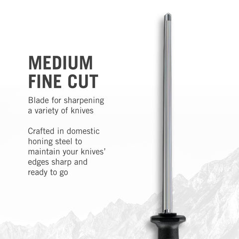 Victorinox honing steel with textured Fibrox handle for comfortable, balanced sharpening.