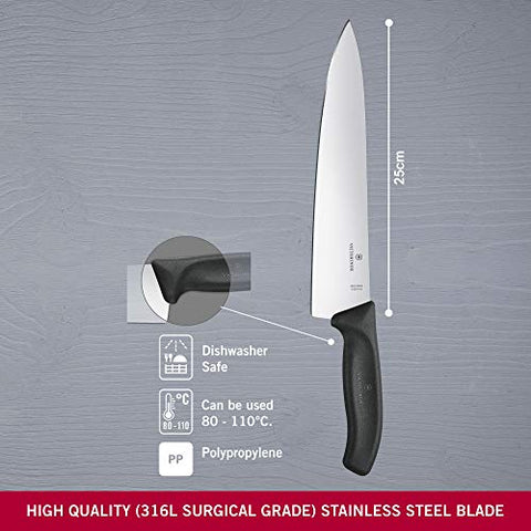 Victorinox Swiss Classic 8-Inch Chef's Knife ergonomic handle designed for comfortable all-day use.