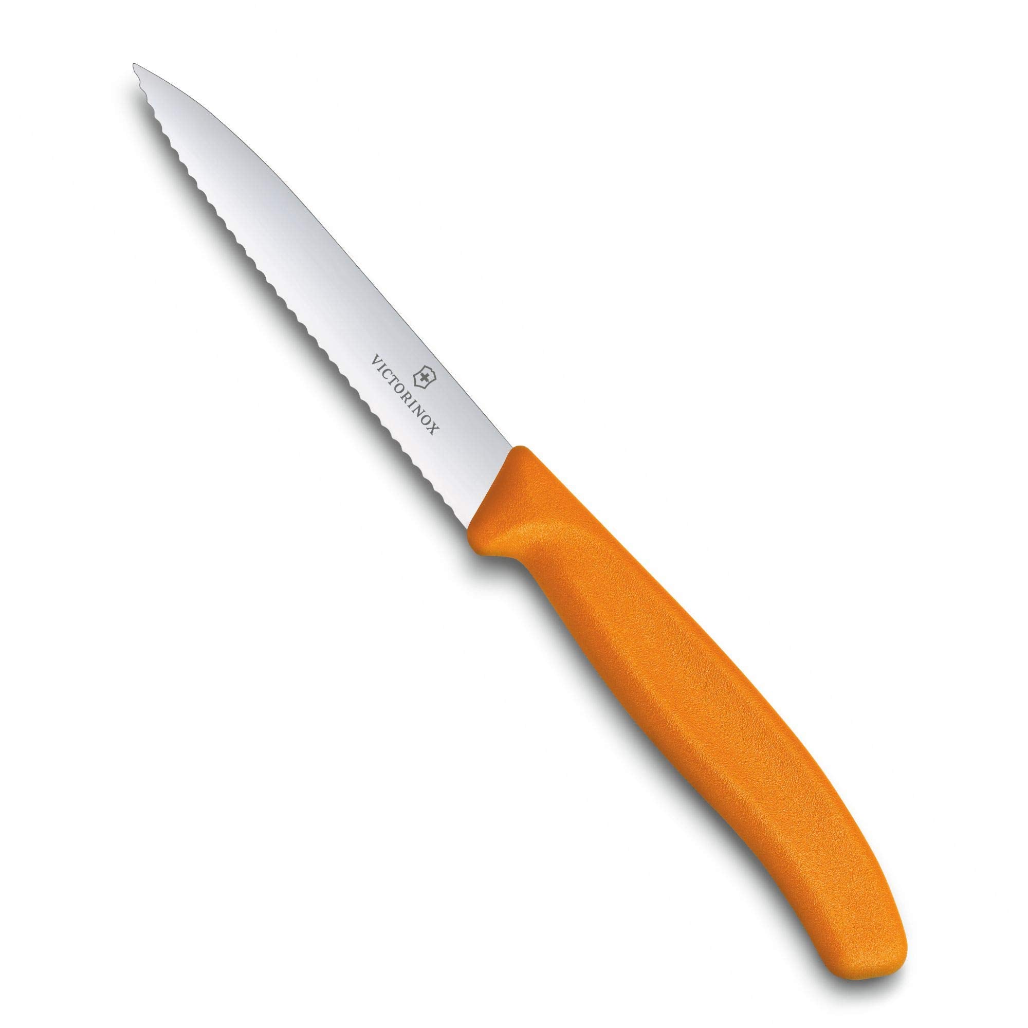Victorinox Swiss Classic paring knife blade close-up showing sharp serrations for precise peeling