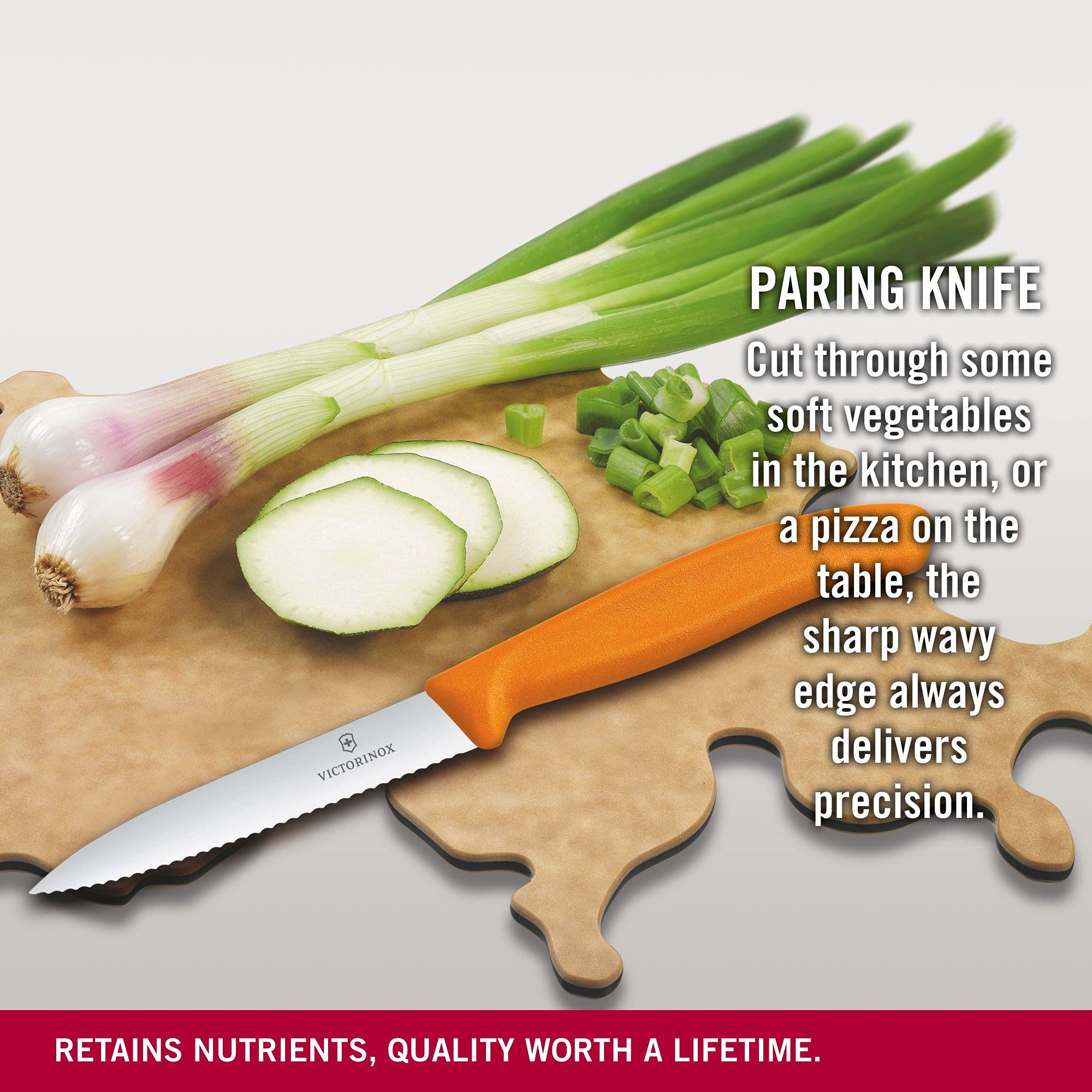 Victorinox Swiss Classic paring knife assists vegetable prep with clean, even slices
