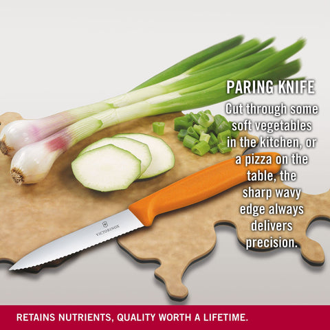 Victorinox Swiss Classic paring knife assists vegetable prep with clean, even slices