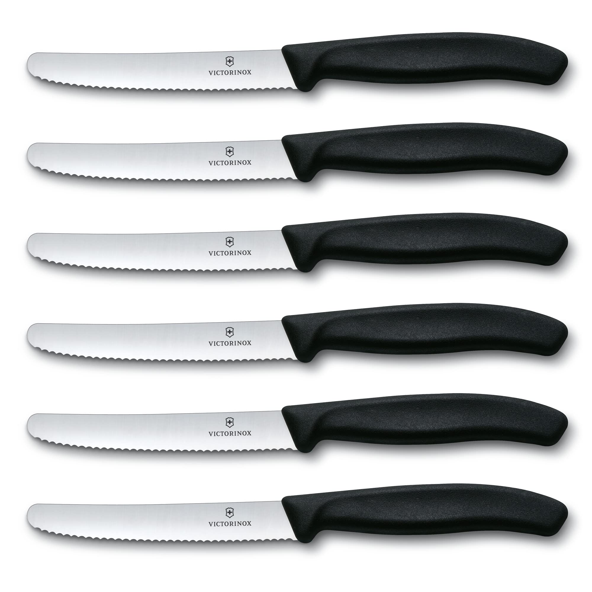 Round-tip blades in Victorinox Swiss Classic set designed for safe handling.