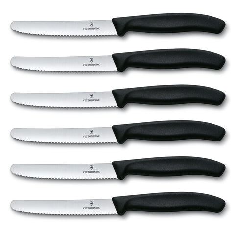 Round-tip blades in Victorinox Swiss Classic set designed for safe handling.
