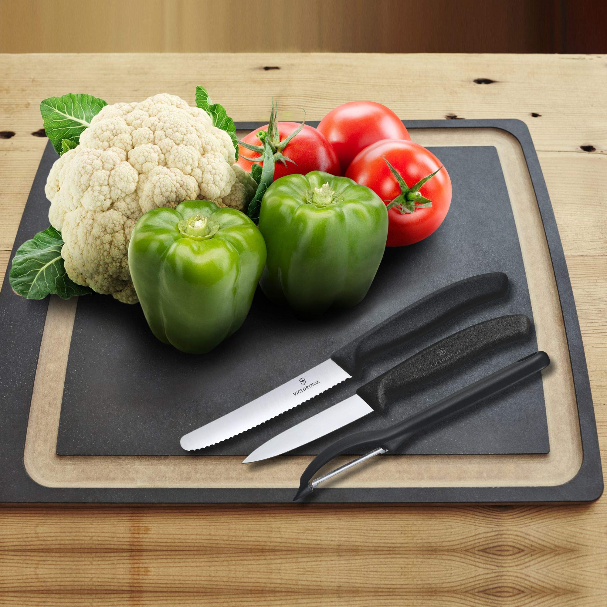 Victorinox Swiss Classic set on cutting board for everyday prep