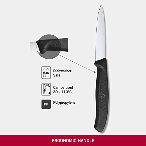 Victorinox VIC-6.7603 black handle offers sturdy, comfortable grip during kitchen tasks.