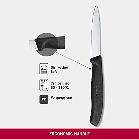 Victorinox VIC-6.7603 black handle offers sturdy, comfortable grip during kitchen tasks.