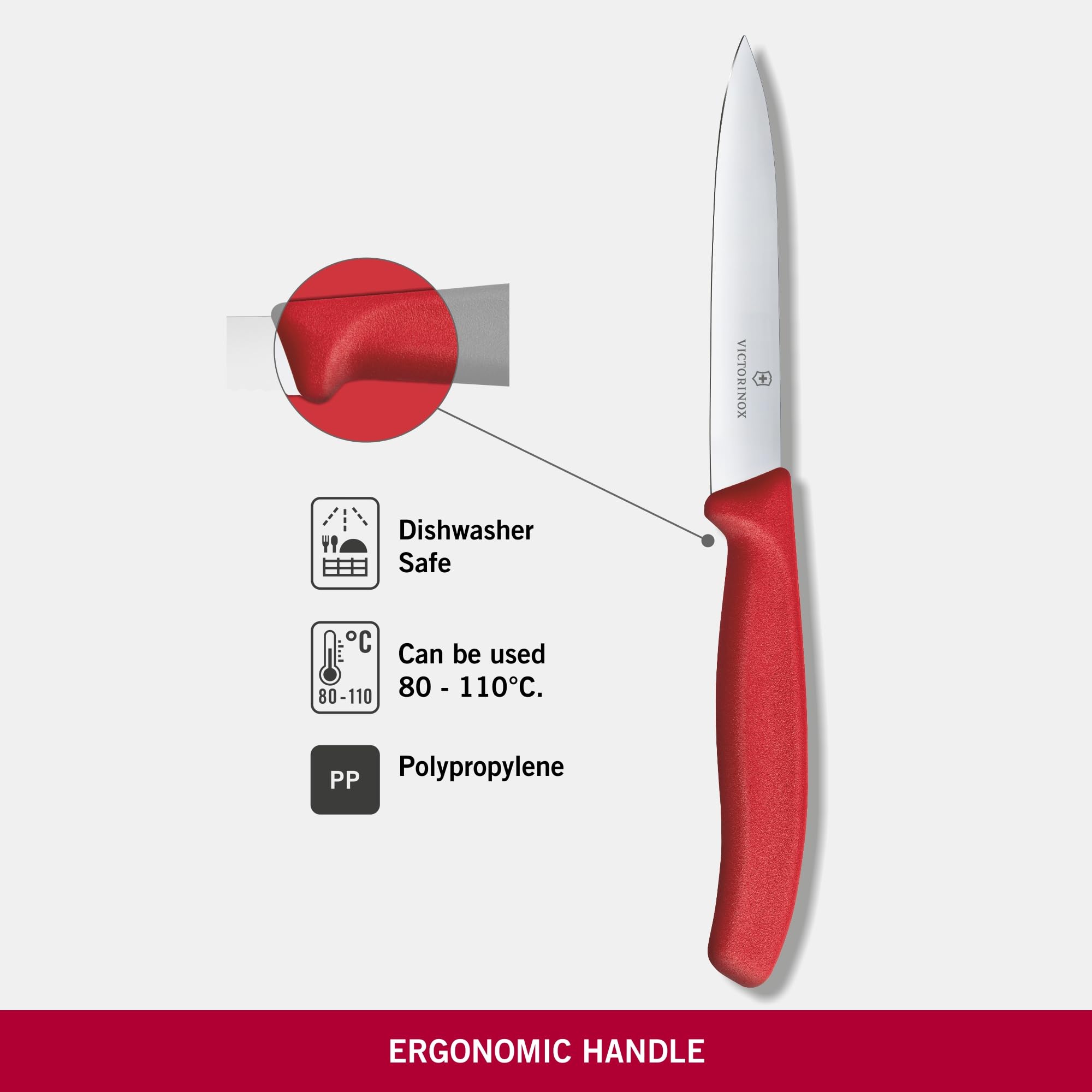 Victorinox Vic-6.7701 red-handle ergonomic paring knife for comfortable use