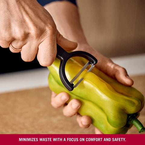 Victorinox Ypso Peeler in action on long fruits and vegetables for smooth peeling