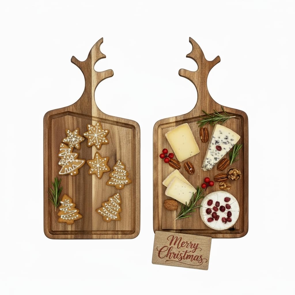 VICTORY RELAX acacia cutting board con mango banco con mango, manija de asta de ciervo para temporada festiva