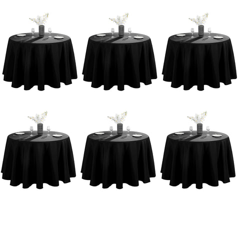 VidaFete 6-pack round tablecloth in black provides durable protection and a polished look.