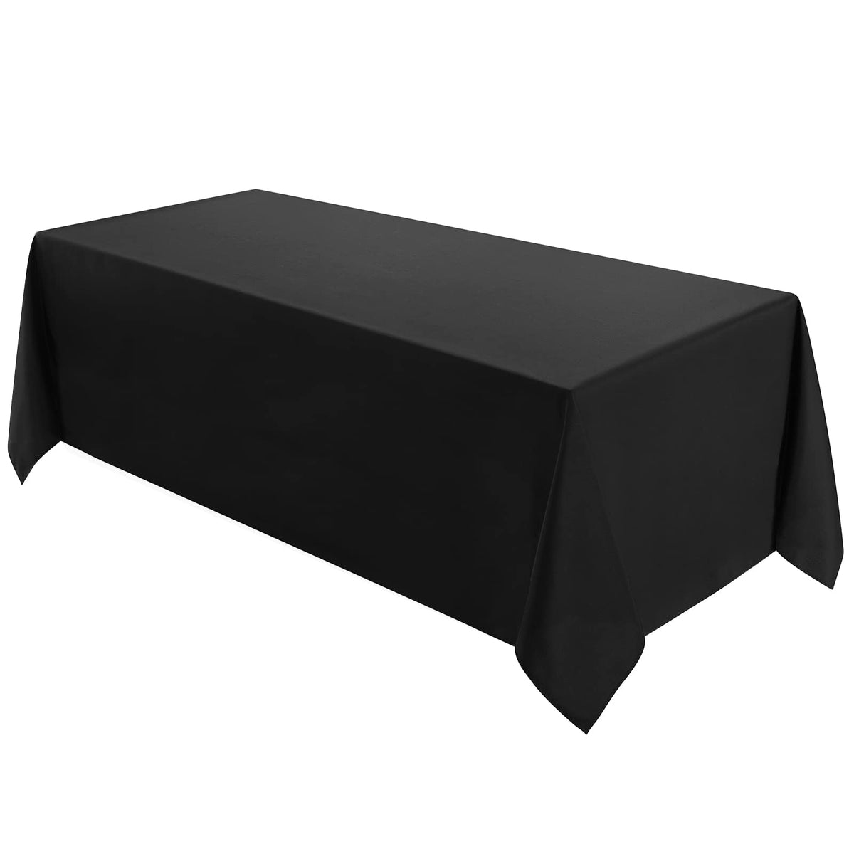VidaFete 90x132 tablecloth flatlay with black color for tabletop setup