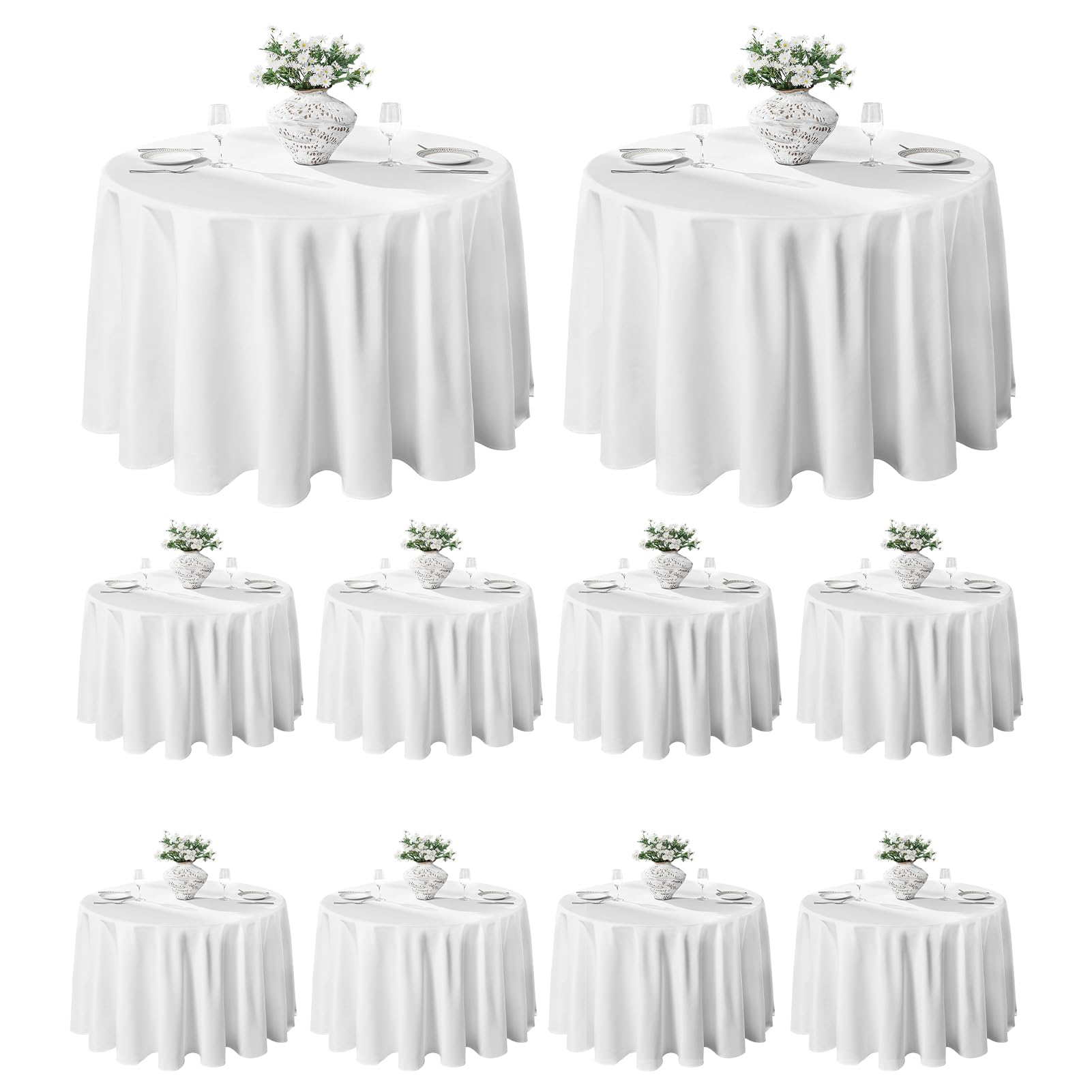 VidaFete round tablecloth 120in on table, ideal for large gatherings.