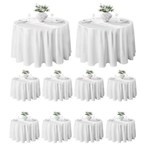 VidaFete round tablecloth 120in on table, ideal for large gatherings.