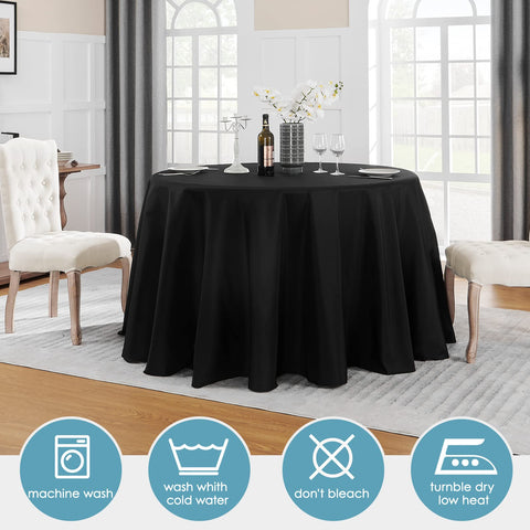 VidaFete wedding dining setup with round tablecloth for an elegant event.