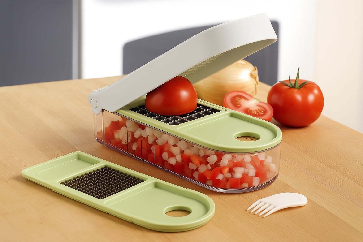 Vidalia Chop Wizard chopping blade in action for quick prep