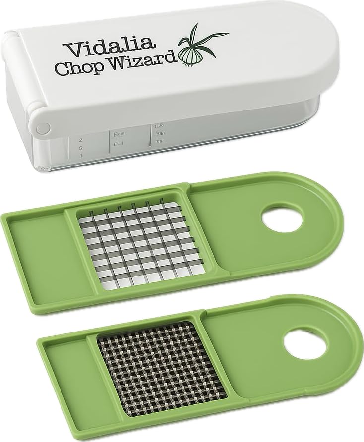 Vidalia Chop Wizard dicing blade in action for uniform dice