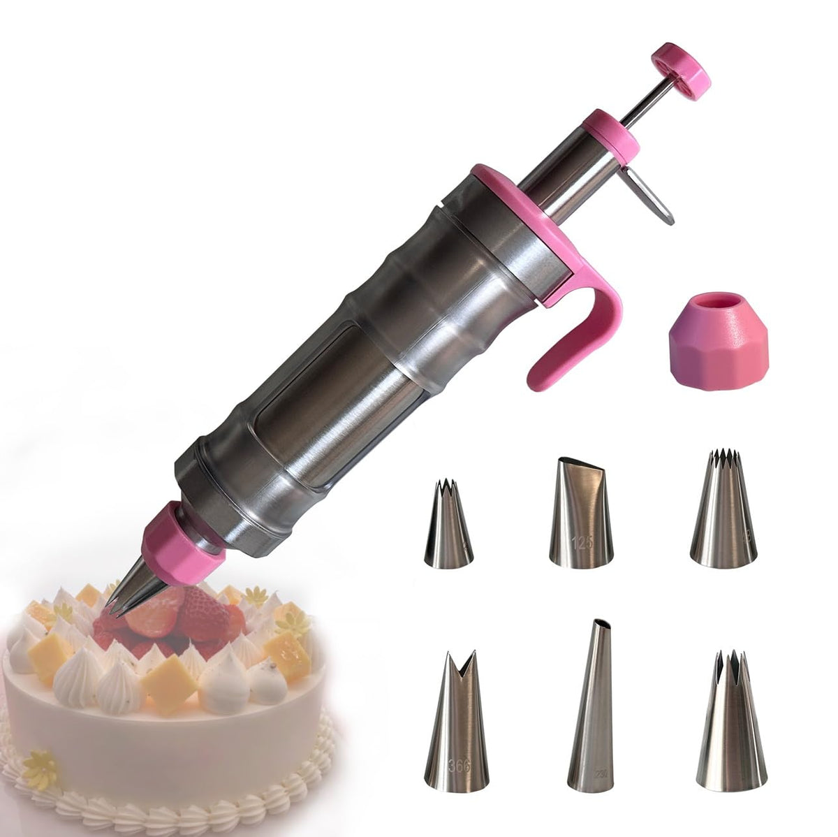 VIEASST dessert decorating syringe set for precise icing on cakes and cookies