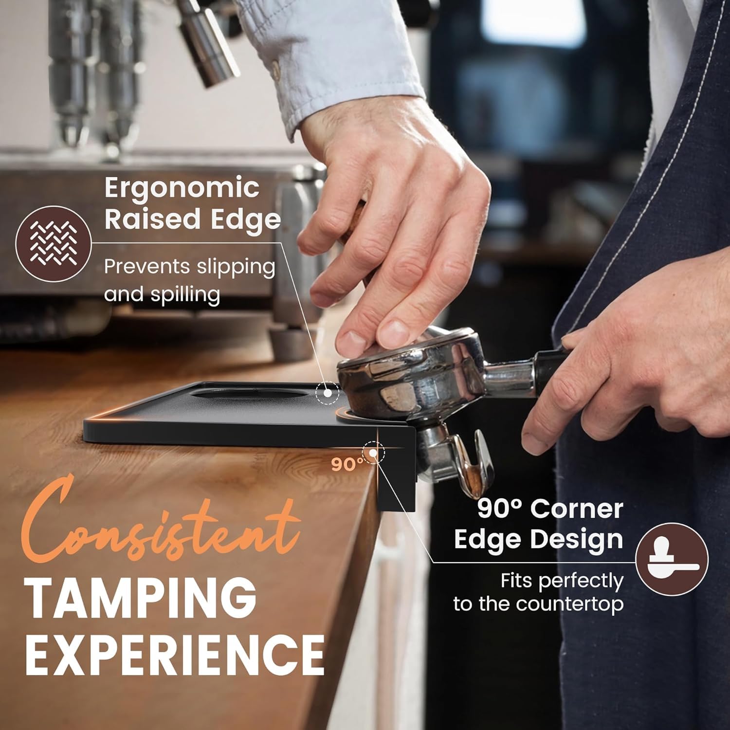 VIENESSO barista pad protects countertops during tamping