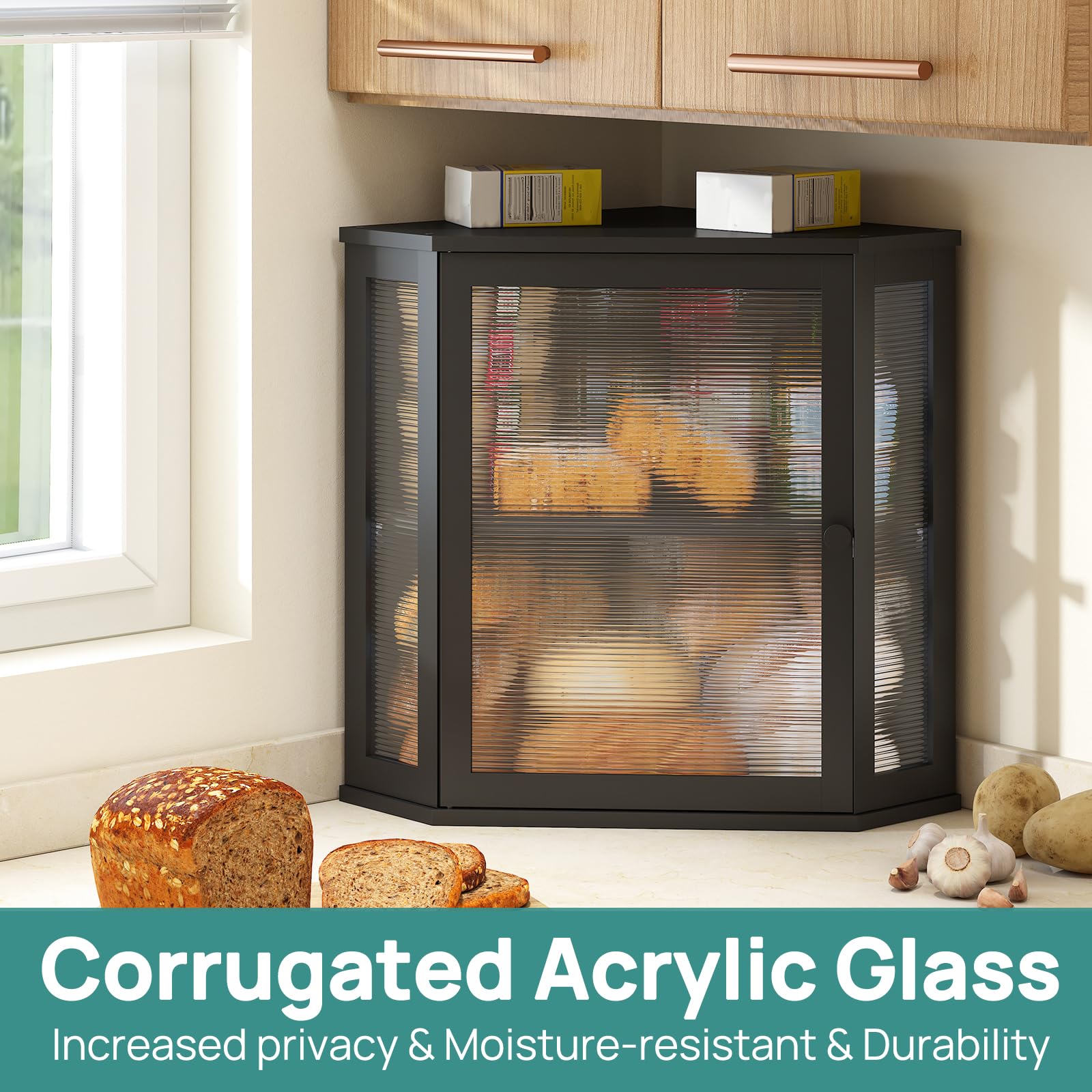 Viewcare acrylic wavy panel detail for privacy while keeping bread visible