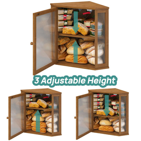 Viewcare bread box lid open revealing spacious two-layer interior.