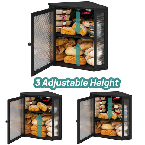 Viewcare interior with two shelves holding loaves, rolls, and pastries
