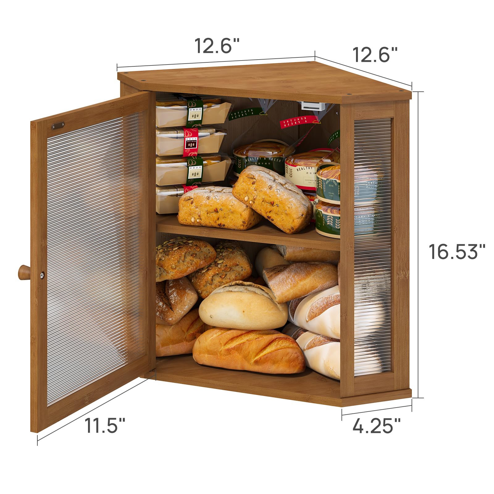 Viewcare bread box on kitchen counter set for daily use.