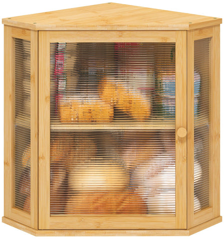 Viewcare corner bread box in bamboo, space-saving on the counter