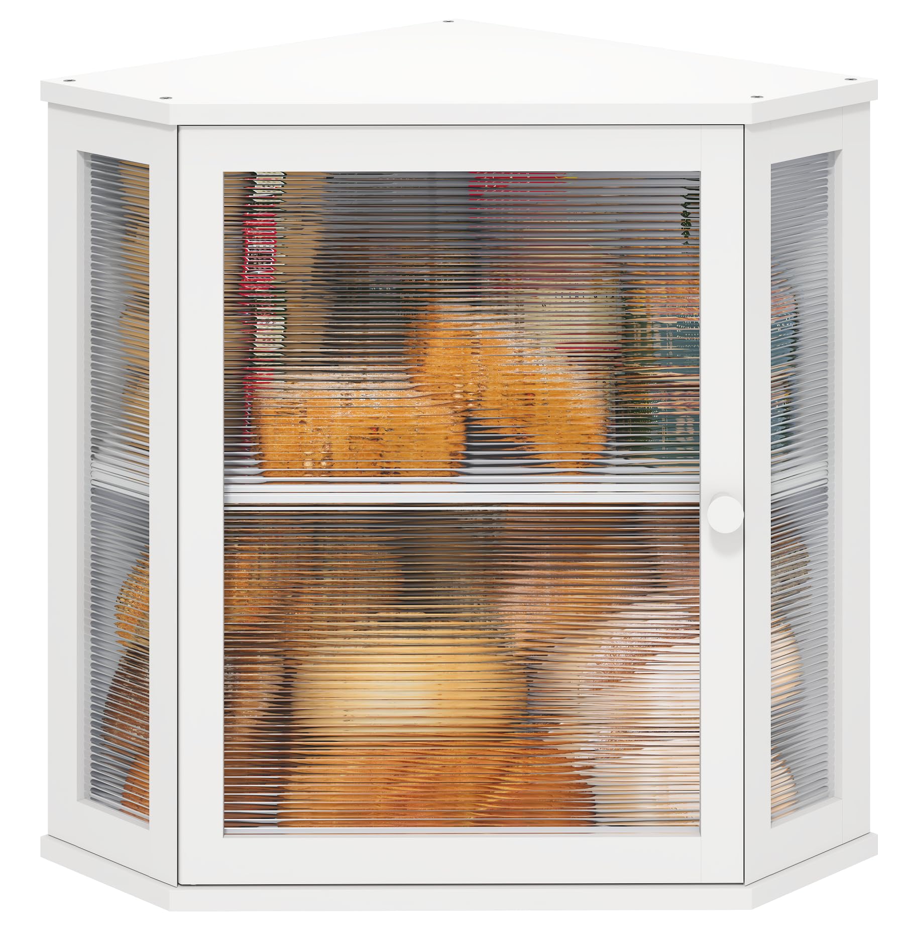 Viewcare corner bread box with bamboo front panel keeps counter tidy