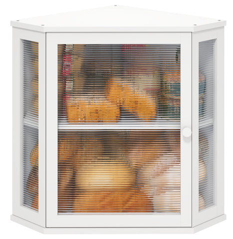 Viewcare corner bread box with bamboo front panel keeps counter tidy