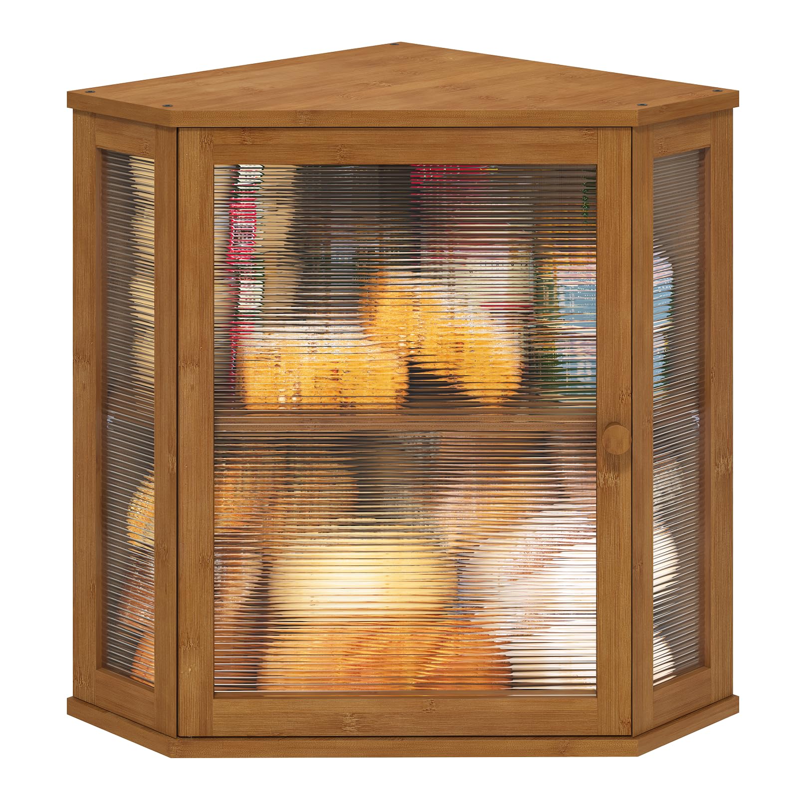 Viewcare corner bread box front view showing two-tier capacity for multiple loaves.