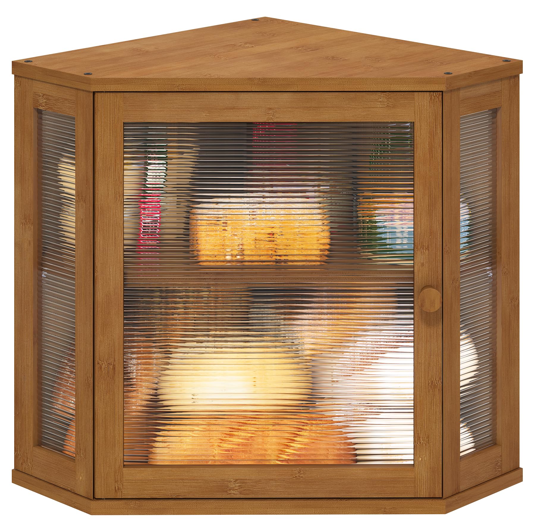 Viewcare corner bread box front view showing space-saving design and organized counter space
