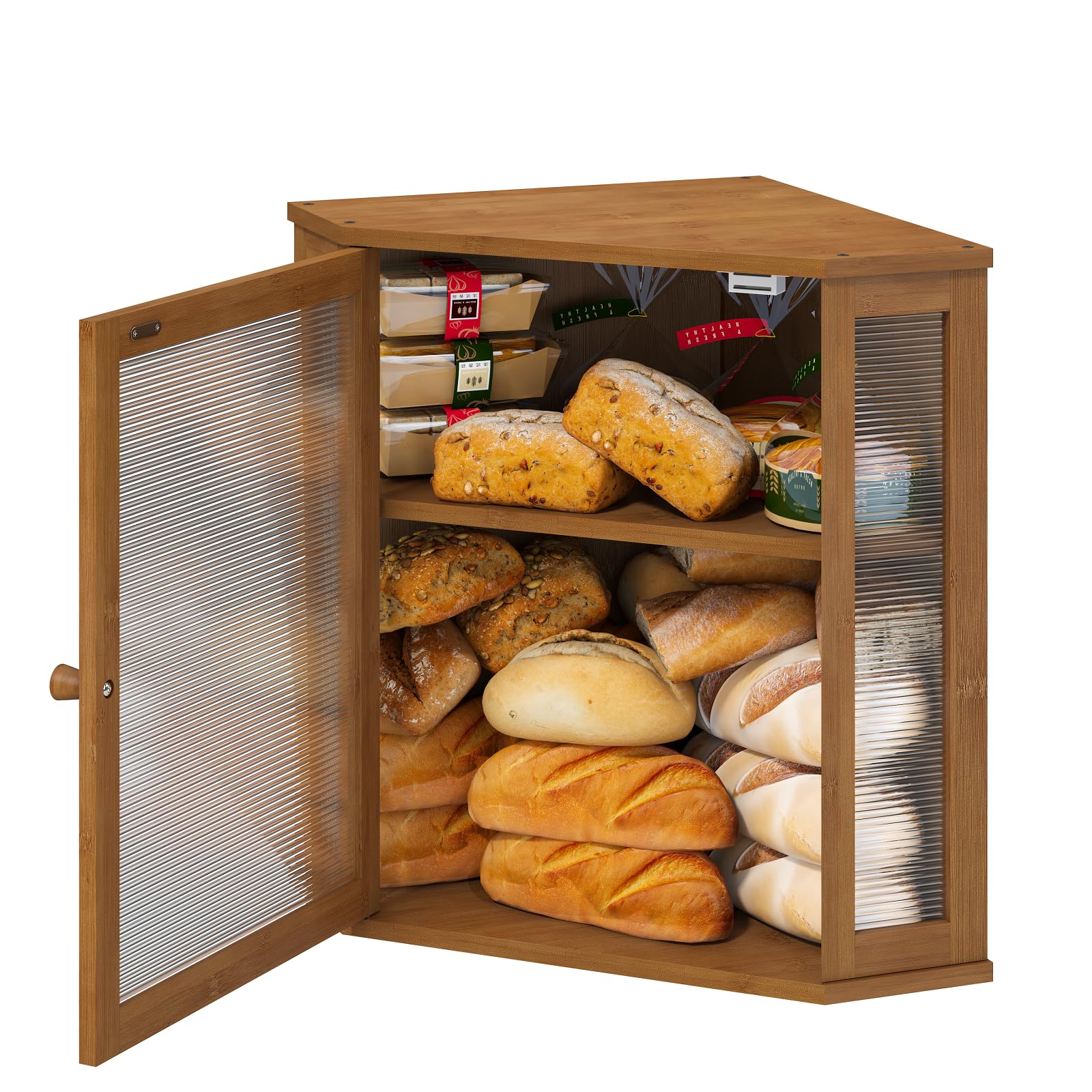 Viewcare corner bread box privacy panel for tidy counter aesthetics.