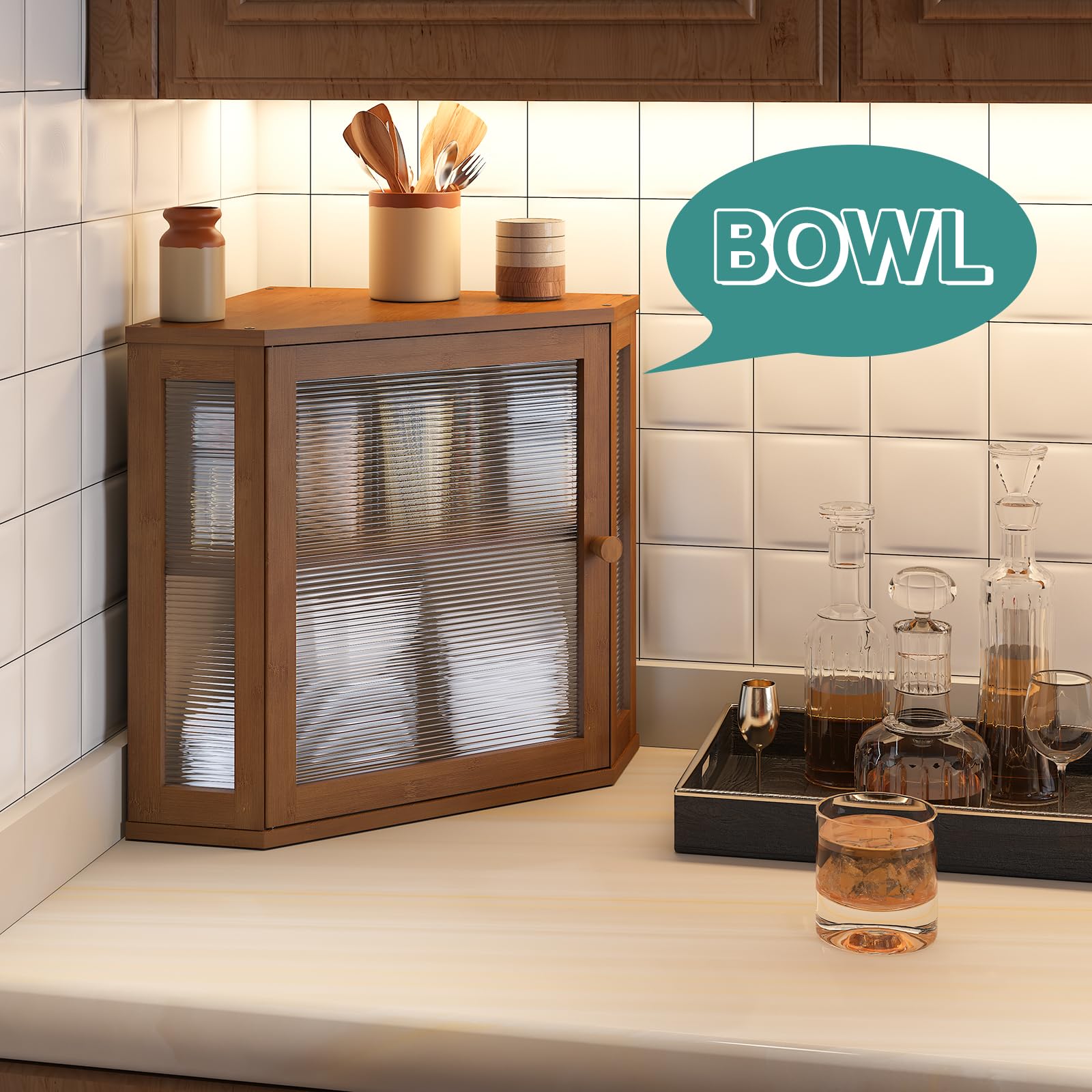 Viewcare kitchen counter bread box in use showcasing tidy, accessible storage
