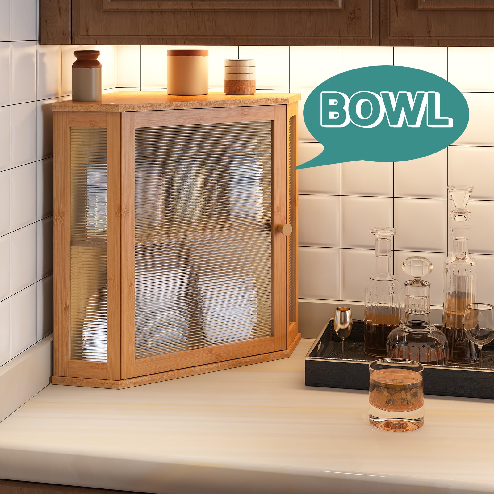 Polished bamboo surface is durable and easy to wipe clean