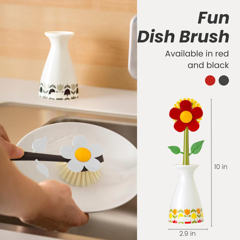 Close up of Vigar Flower Power bristles for effective grease removal.