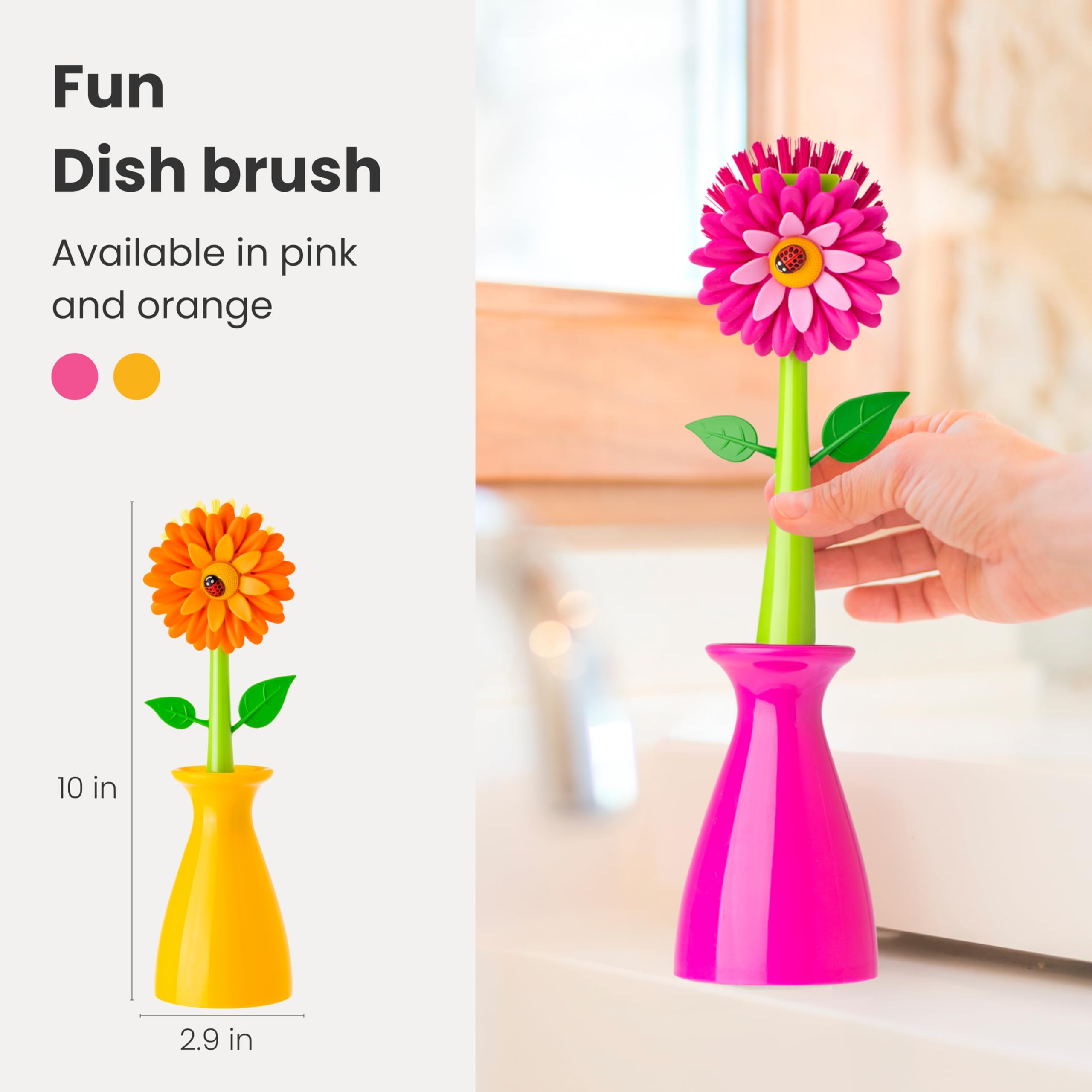 Vigar Flower Power nylon bristles tackle grease on dishes