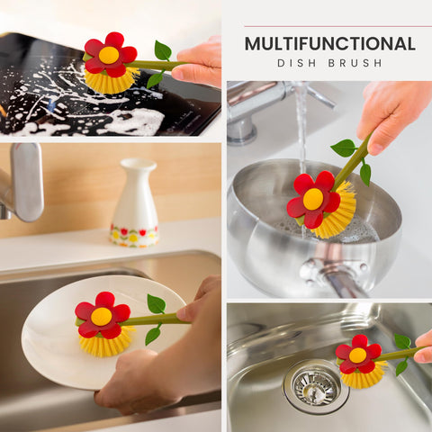 Vigar Flower Power dish brush is dishwasher-safe for simple maintenance