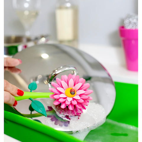 Vigar Flower Power dish brush holder keeps the brush dry and accessible
