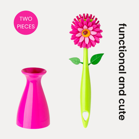 Vigar Flower Power vase holder storing the dish brush neatly