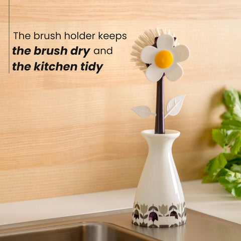 White and black Flower Power colorway adds playful style to the kitchen.