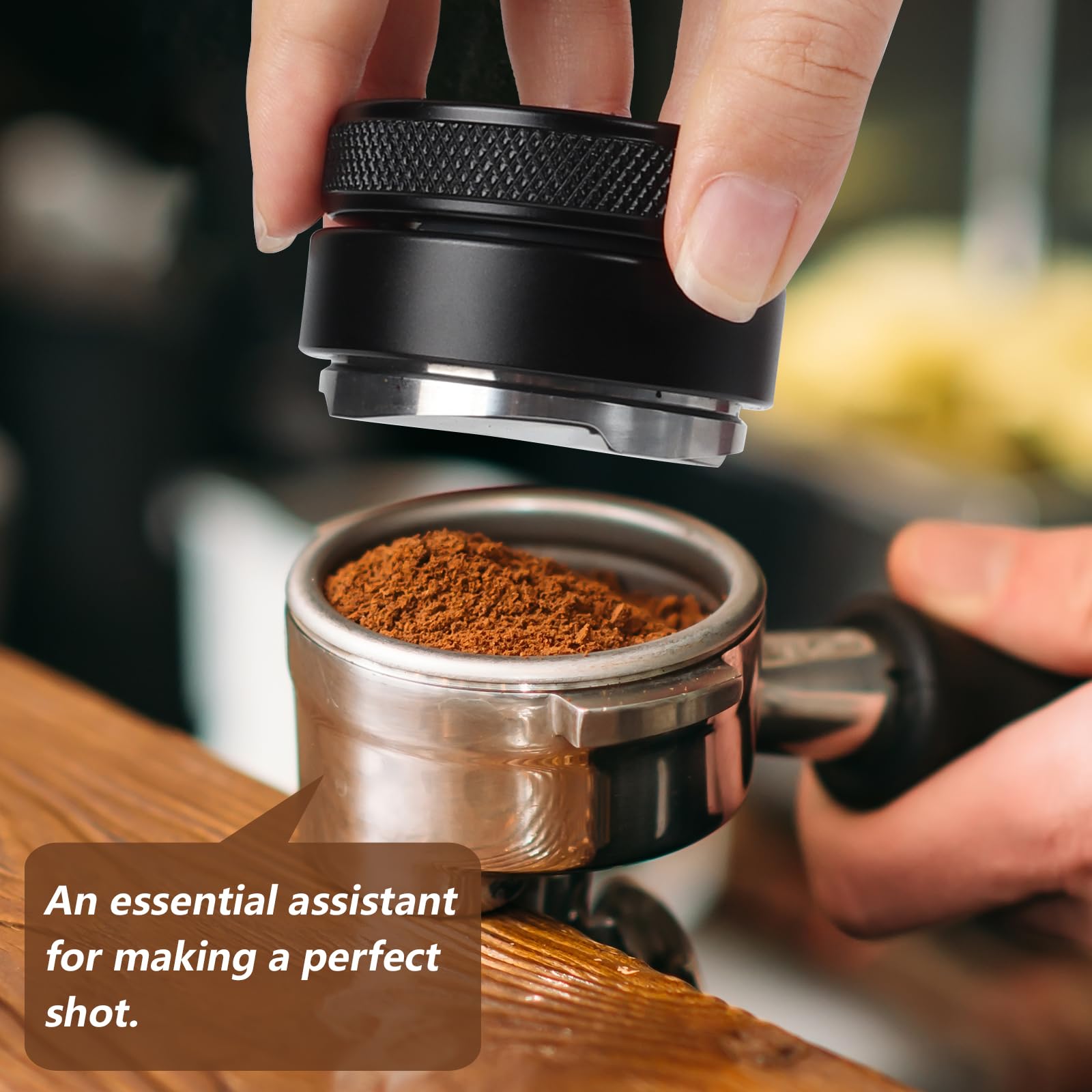 VIGIND 58mm coffee distributor anti-slip ABS handle for secure grip during use.